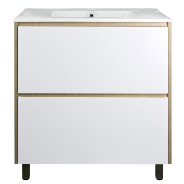 Комплект Тумба Стиль Stella 70/2Н  720х810х460 Дуб дымчатый/Белый, под раковину Leon 7506-70 (CS0007