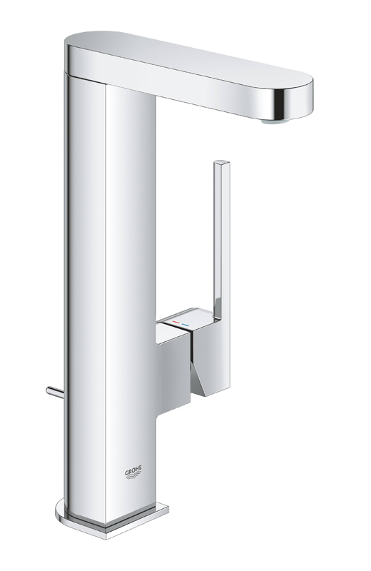 Смеситель однорычажный для раковины GROHE Plus со сливным гарнитуром, поворотный излив, L-Size, хром