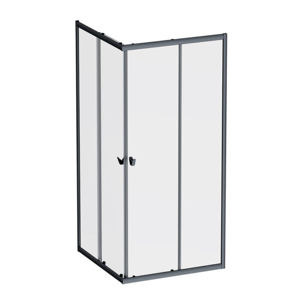 W87G-403-9090-BТ Sunny душ огражд квадратн, раздвижн двери 90x90 черный,стекло прозрачн